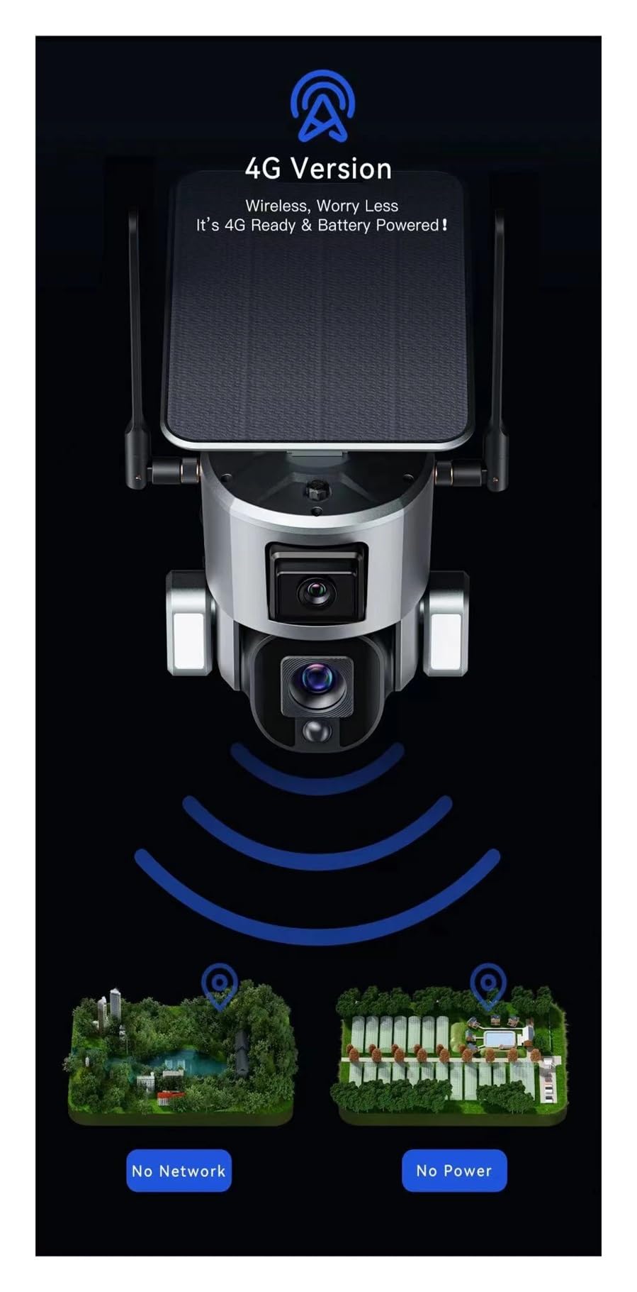 Telecamera di Sorveglianza, Telecamera solare 4K 8MP esterna 4G/Wifi impermeabile IP66 di localizzazione automatica sicurezza sorveglianza PTZ Camma CCTV