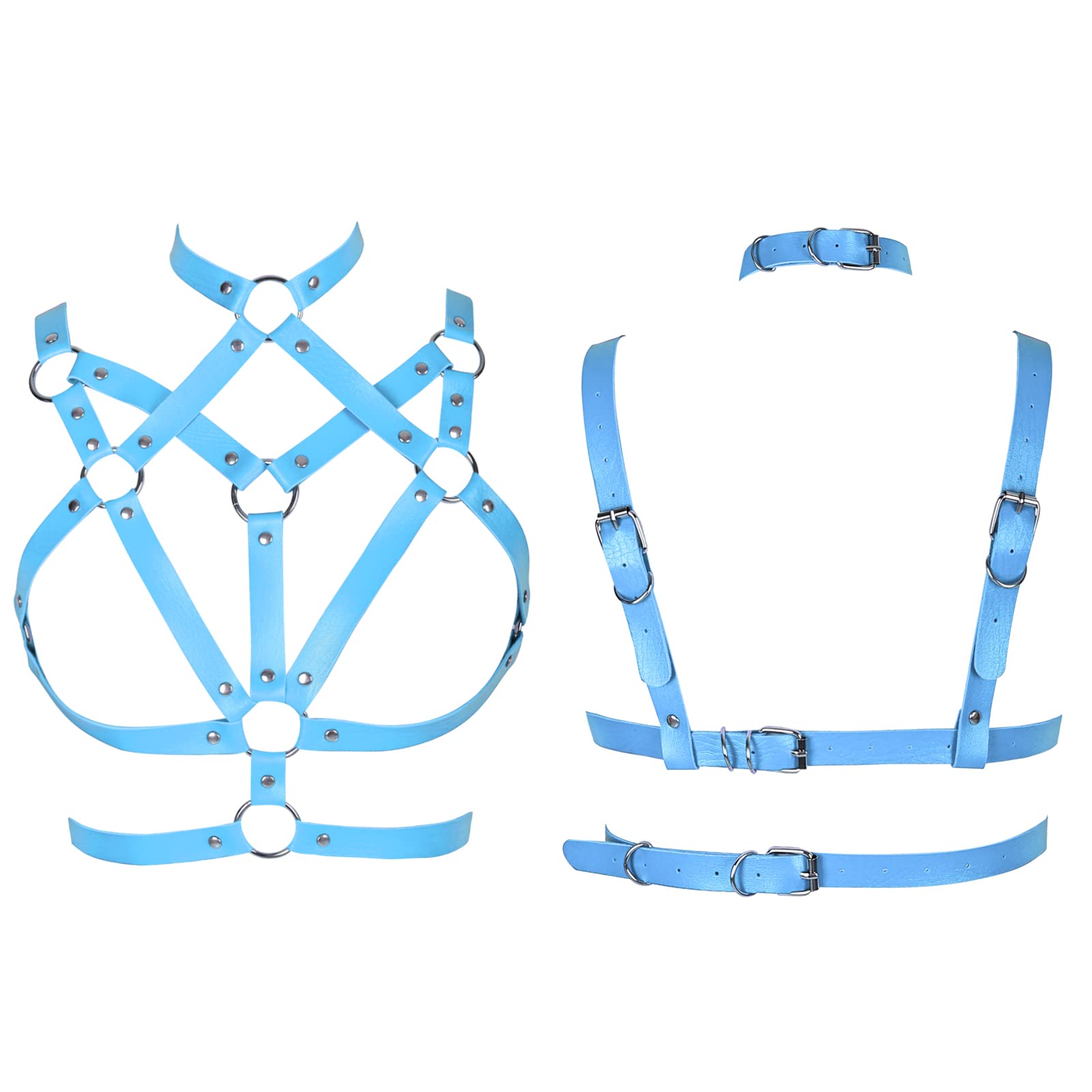 Damen Leder Harness BH Gothic Karneval Punk Mode BH Weihnachten Halloween Party Tanzkostüm