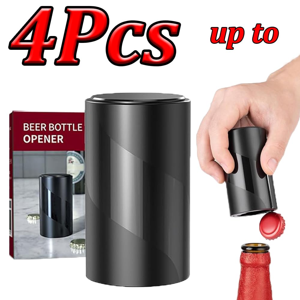 Abridor automático de Botellas Cerveza, con Empuje hacia Abajo, for Vino y refrescos, Accesorios Cocina(4Pcs)