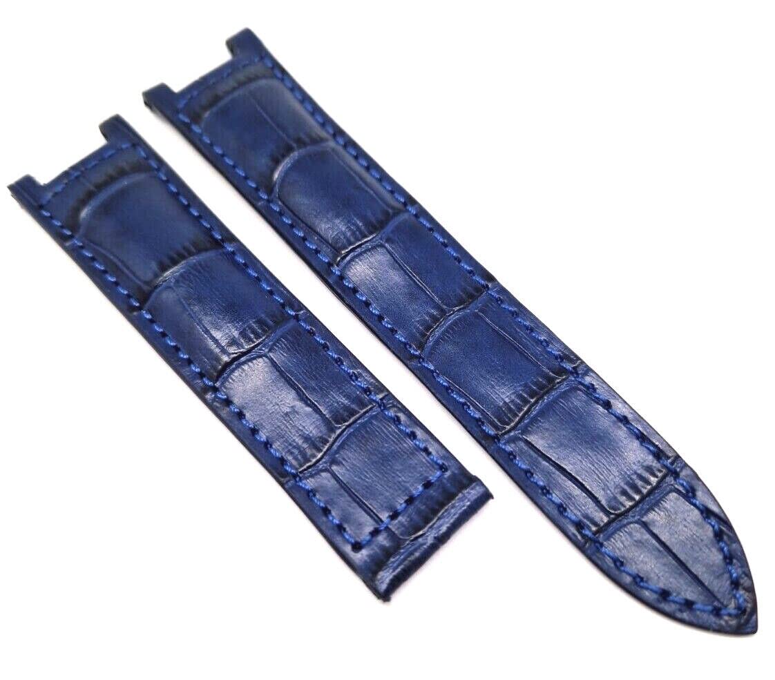 RIOS1931 Cinturino per orologio Pasha blu coccodrillo goffrato 20 mm fibbia pieghevole