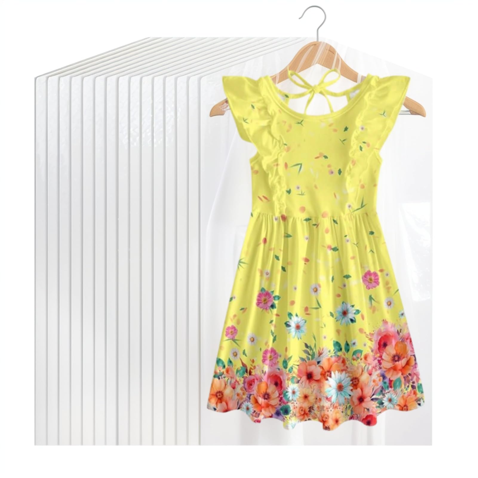 20Pcs Plastic Garment Bags for Children Clothes 27 5 Inch Clear Dry Cleaning Bags Hanging Plastic Dust-proof Suit