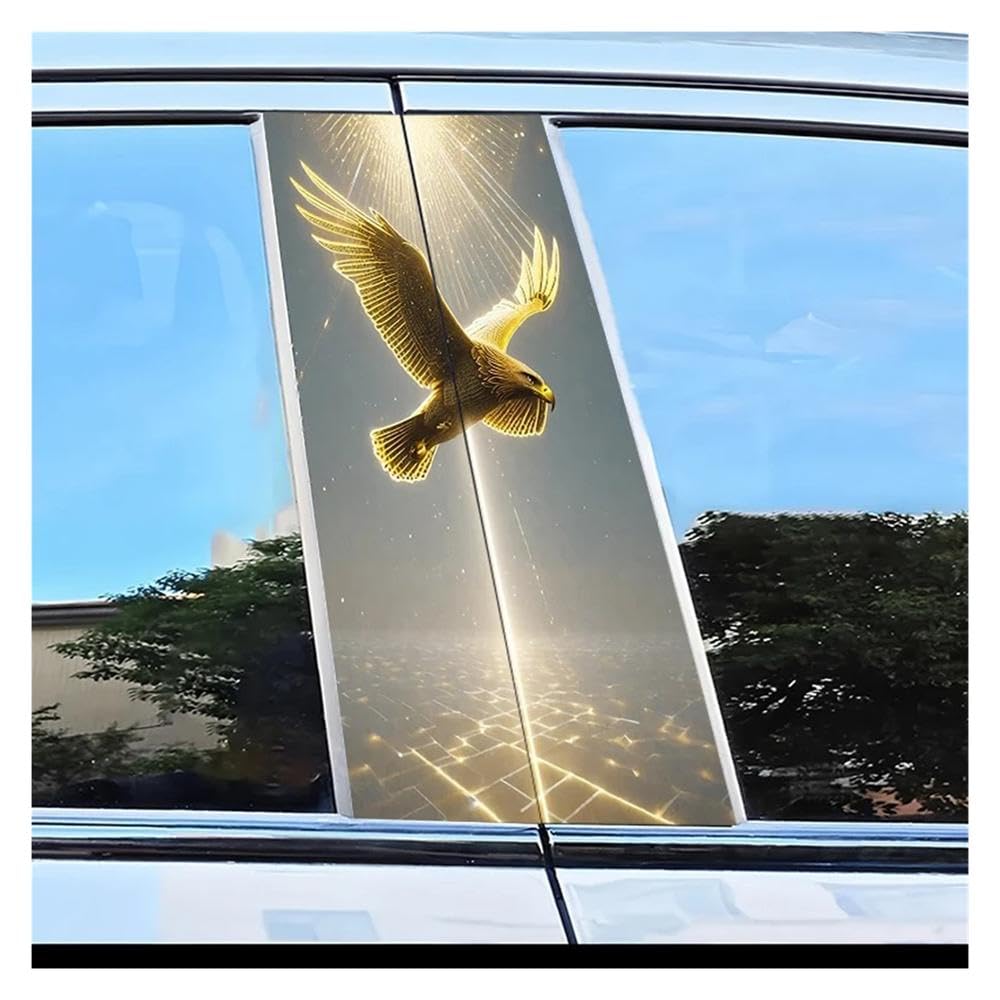 Car Parts 2pcs Car B-Pillar Sticker Golden Eagle Pattern Scratch Resistant Film