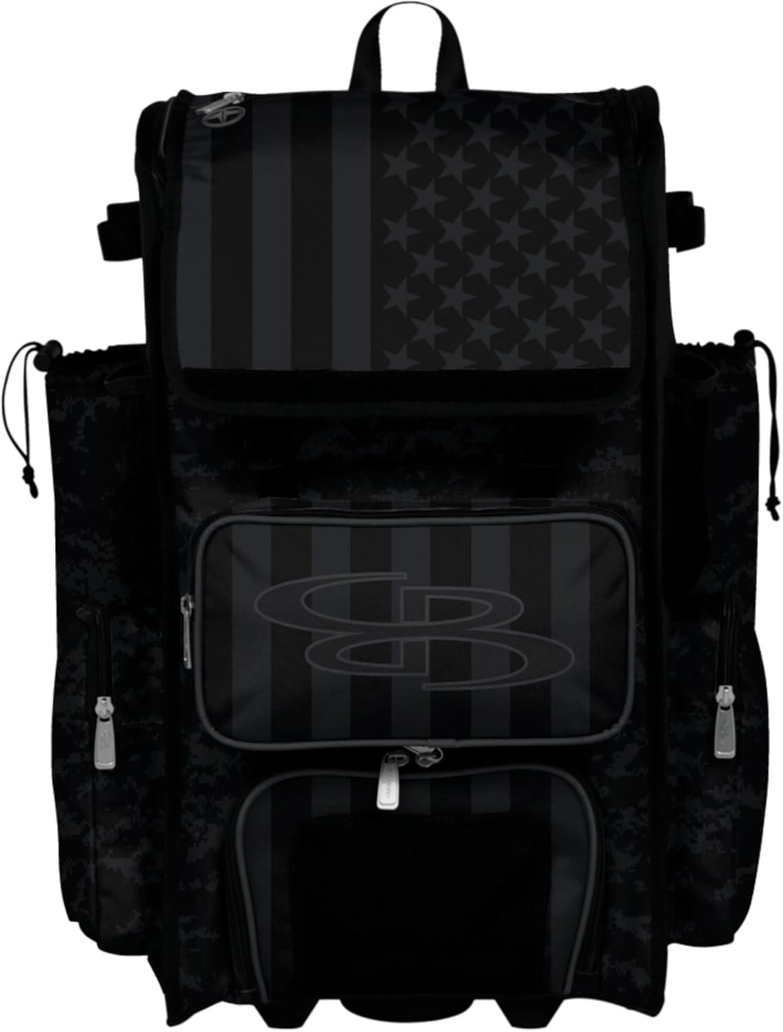 Boombah Rolling Superpack Baseball/Softball Gear Bag - Telescopic Handle - Holds 4 Bats - Wheeled Version - USA Clandestine 2 Black/Charcoal