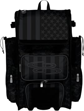 Boombah Rolling Superpack Baseball/Softball Gear Bag - Telescopic Handle - Holds 4 Bats - Wheeled Version - USA Clandestine 2 Black/Charcoal