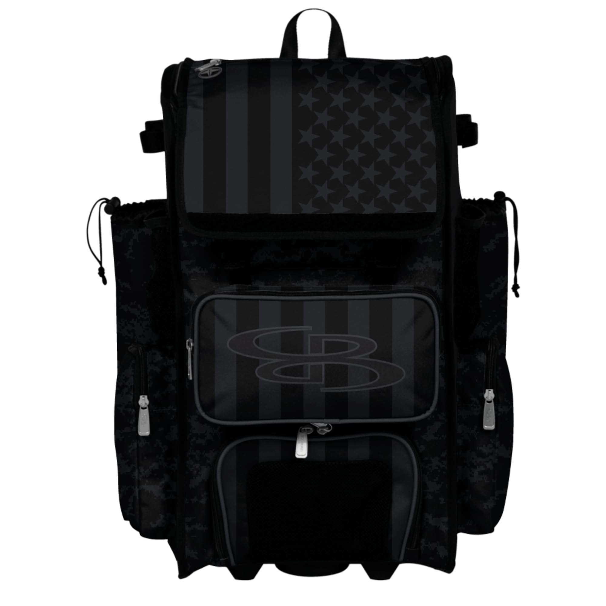 Boombah Rolling Superpack Baseball/Softball Gear Bag - Telescopic Handle - Holds 4 Bats - Wheeled Version - USA Clandestine 2 Black/Charcoal