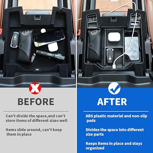 Miniatura 7 de Bandeja organizadora de consola central compatible con Dodge RAM 2023 2022 2021 2020 2019 1500 2500 3500 Shell apoyabrazos caja inserción accesorios