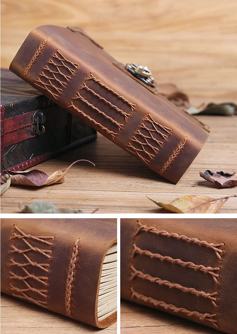 A5 Cowhide Vintage Cuaderno Hecho A Mano Notepad Viajes Diario Creativo Regalo Retro Lock Manual Diario