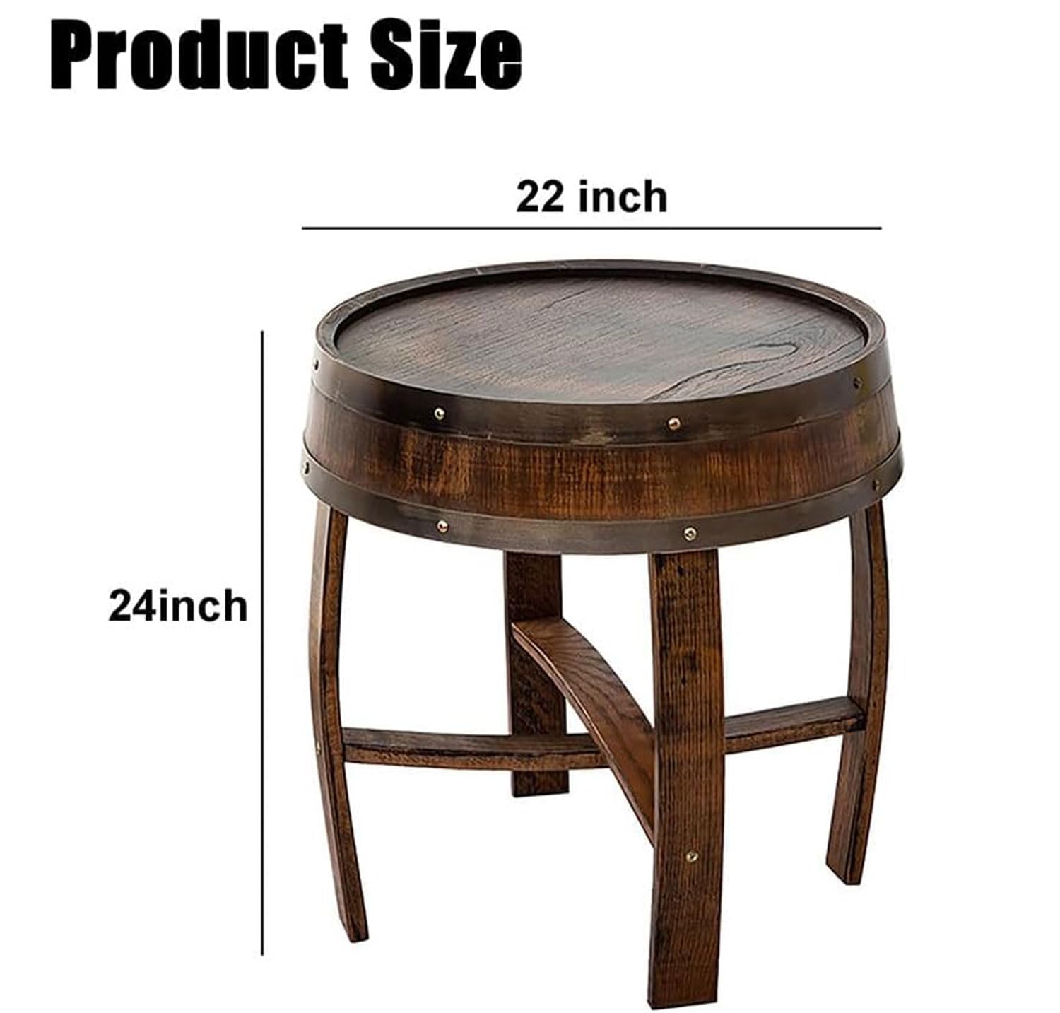 Mesa auxiliar redonda rústica, hecha a mano, de madera de roble, decoración única de mesa de café para el hogar y la sala de estar