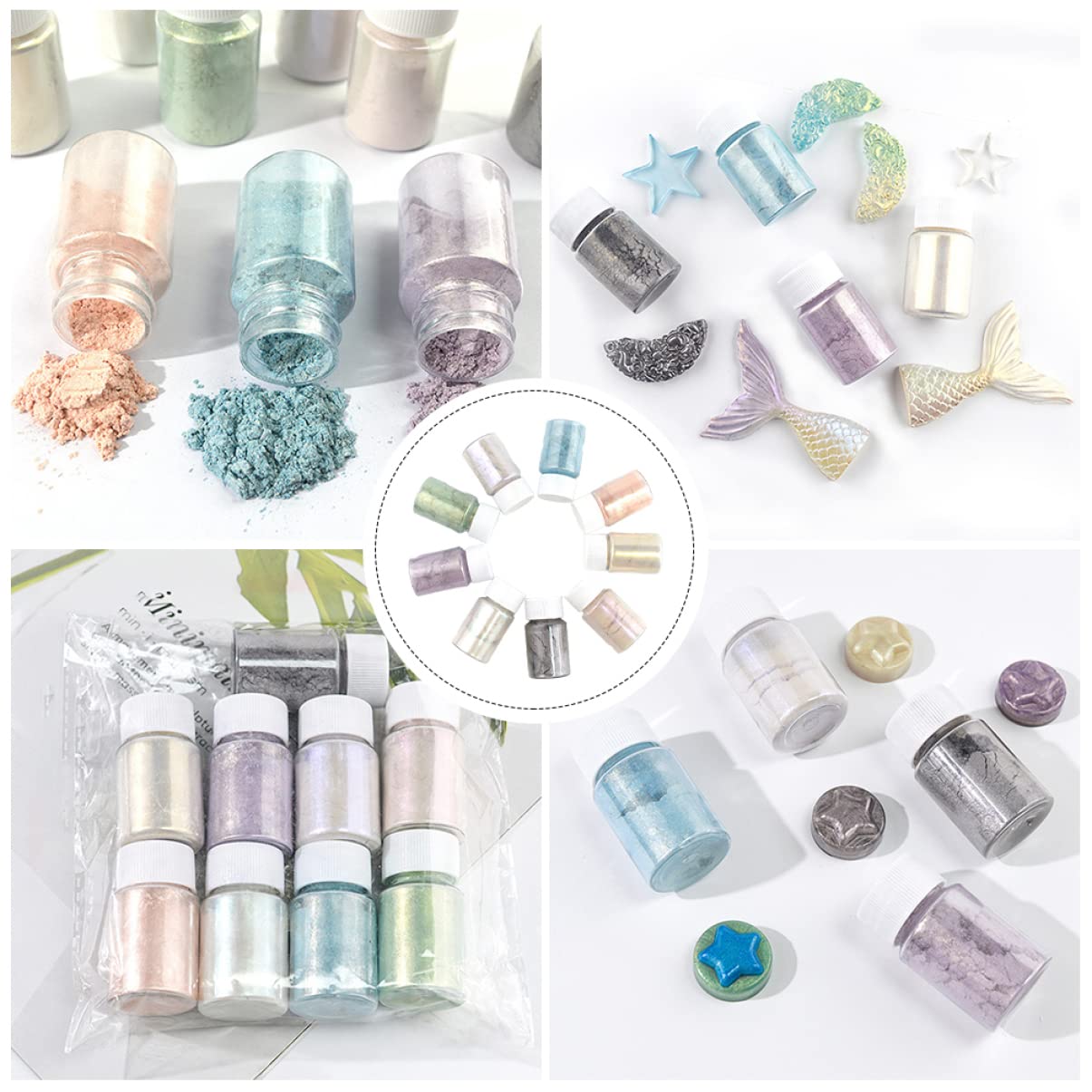 LALAFINA 27piezas Polvo De Mica Para Resina Epóxica Pigmentos Cosméticos Para Manualidades Iridiscentes Para Jabones y De Baño Seguro Para Uso Piel