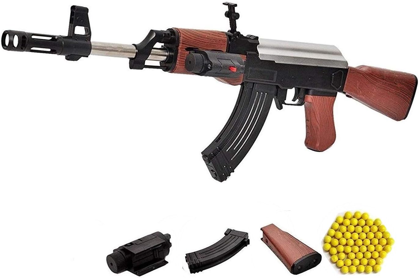 Fiddlys Ak 47 Toy Shooting Gun for Kids with Laser Light and 500 Bullets Guns & Darts,Black