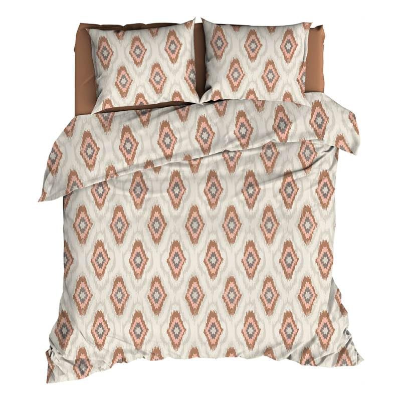 Housse de couette Ottoman en coton 260x200 cm coloris Terra pour lit double