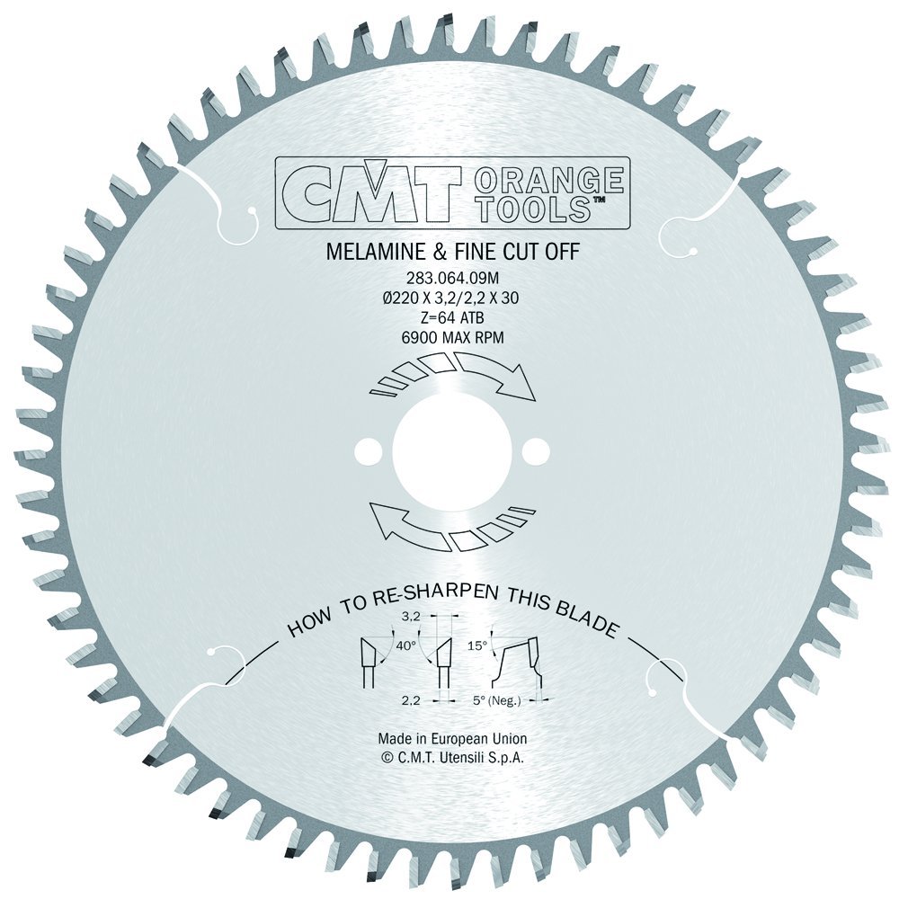 Cmt Orange Tools Orange Cmt Tools 283.064.09M - Fine Cut Off Saw Blade 220X3.2x30 Z=64 40Atb