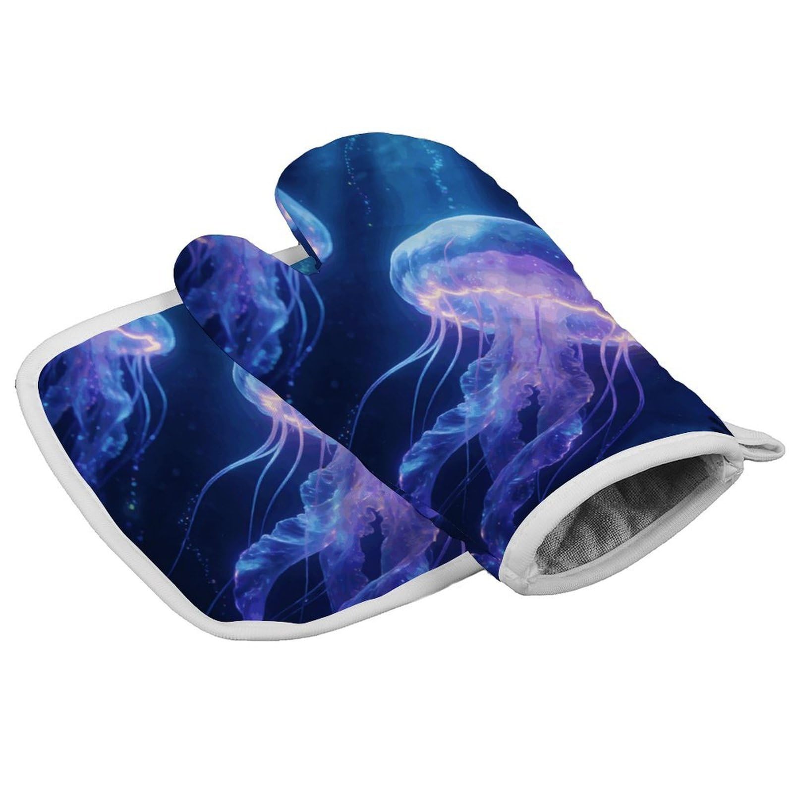 Fodpand Style Jellyfish Oven Mitt Set With Lanyard, Cooking Mitt, Protective Thermal Insulation,Kitchen Mitt For Baking, Cooking, Grilling, Microwave