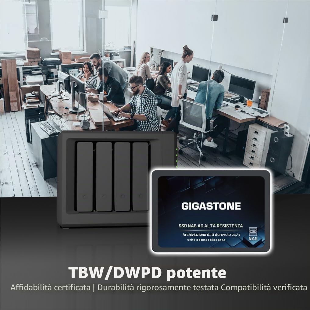 Gigastone SSD 4TB NAS SSD Disco (set da 2) 24/7 Alta Resistenza business RAID Sync Cloud Dati Backup Network Attached Storage Cache SATA III 2,5 Pollici Unità a stato solido interno