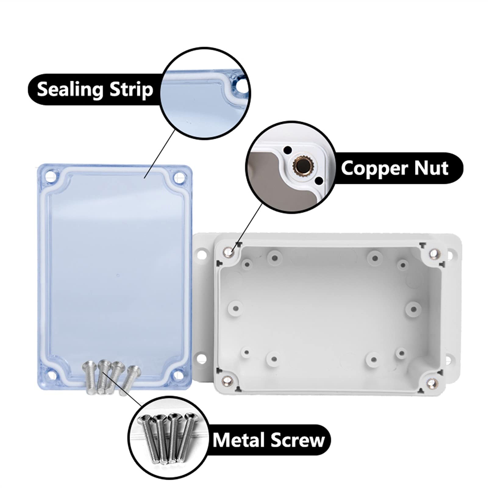 JINchao-scatola di giunzione ABS Scatola di giunzione a filo visibile, scatola integrata elettronica impermeabile involucro, IP67 TRASPARENTE Cassaforte Cassa in plastica Boxes Organizer dispositivo d