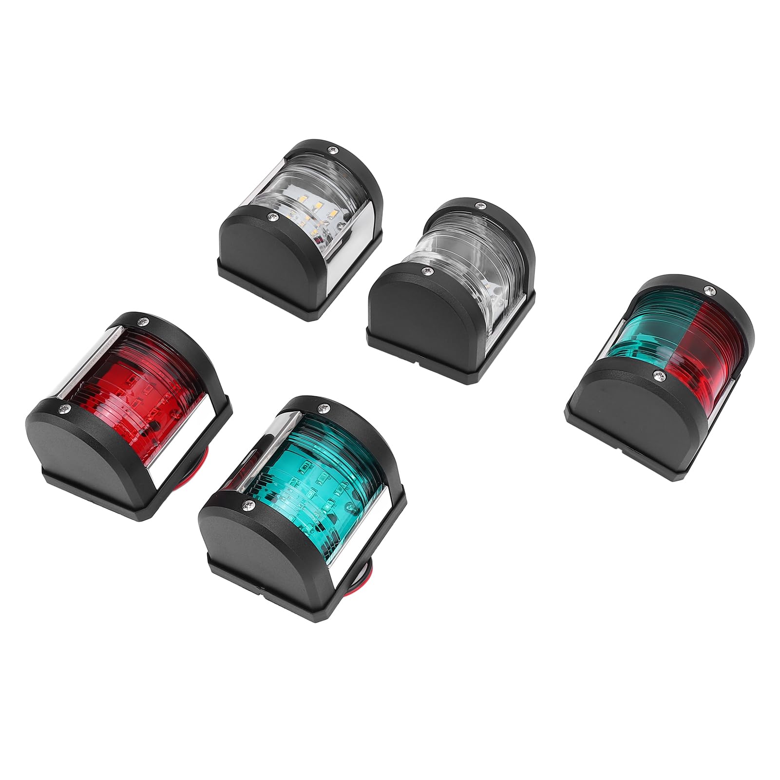 EMUKOEP 5-teiliges LED-Navigationslicht für Boote, Konstruktion aus ABS und Edelstahl 304, Wasserdicht, IP66, mit Energiesparender LED-Technologie für Schiffe Bis zu 12 M