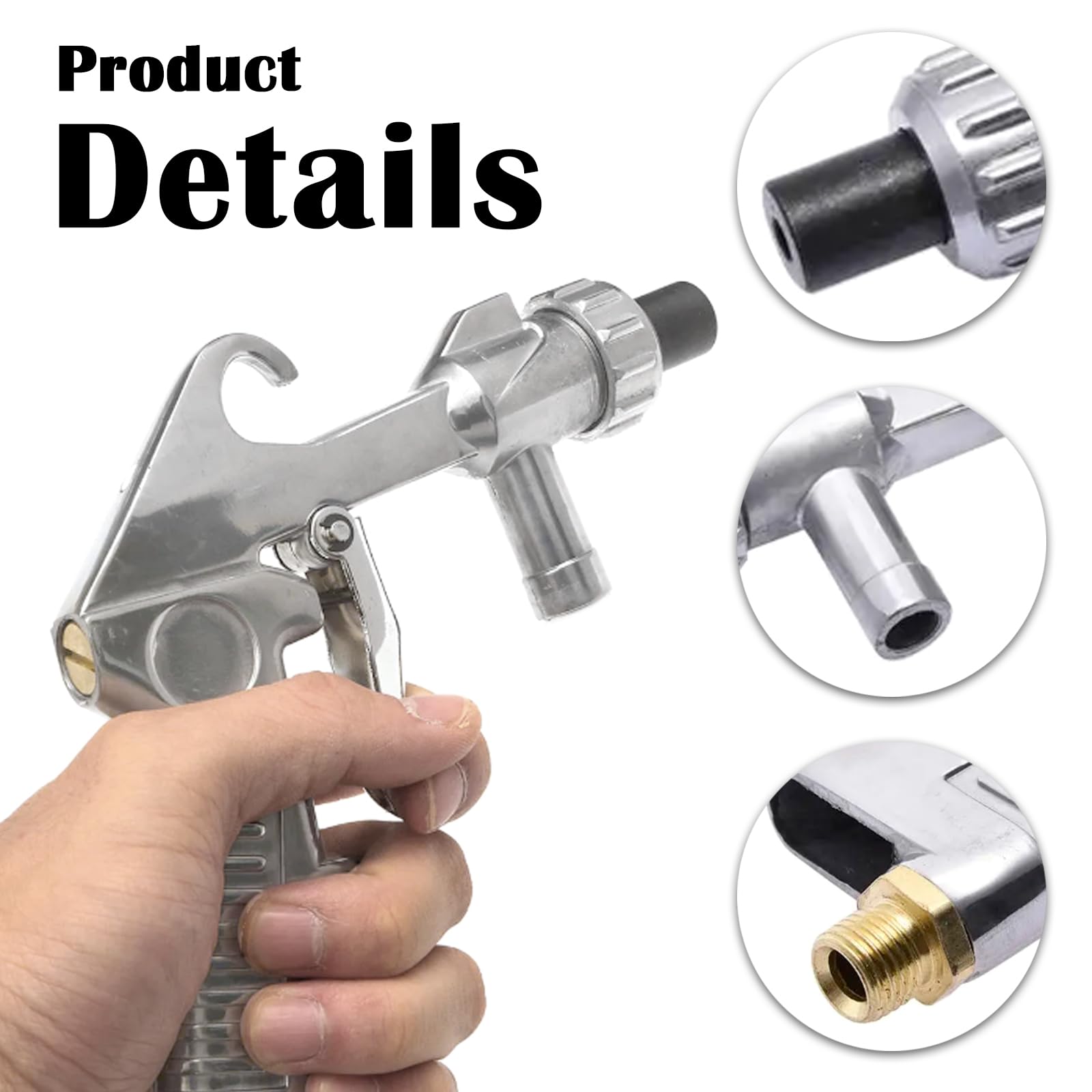 Pistola Sabbiatrice Pneumatica per Compressore con Ugelli e Tubo 1M Gomma Kit