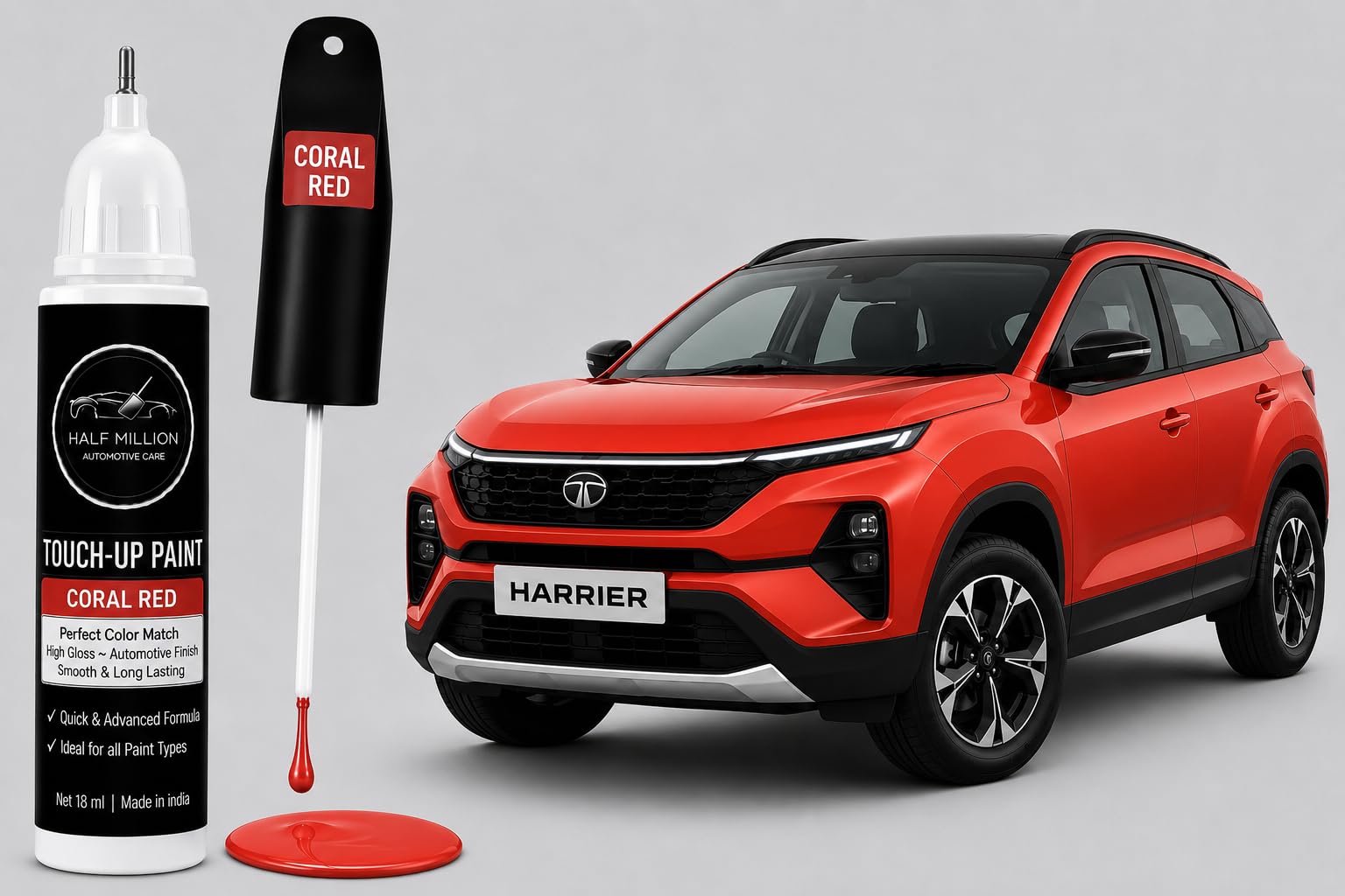 HALF MILLION® Tata Harrier Coral Red Touch Up Paint | Factory Color Matched Car Scratch Repair Paint | 2K Finish for Scratches, Chips, Nicks & Minor Surface Damage | Quick Dry & Rust Protection | DIY Car Paint Repair | 18ml-image-29
