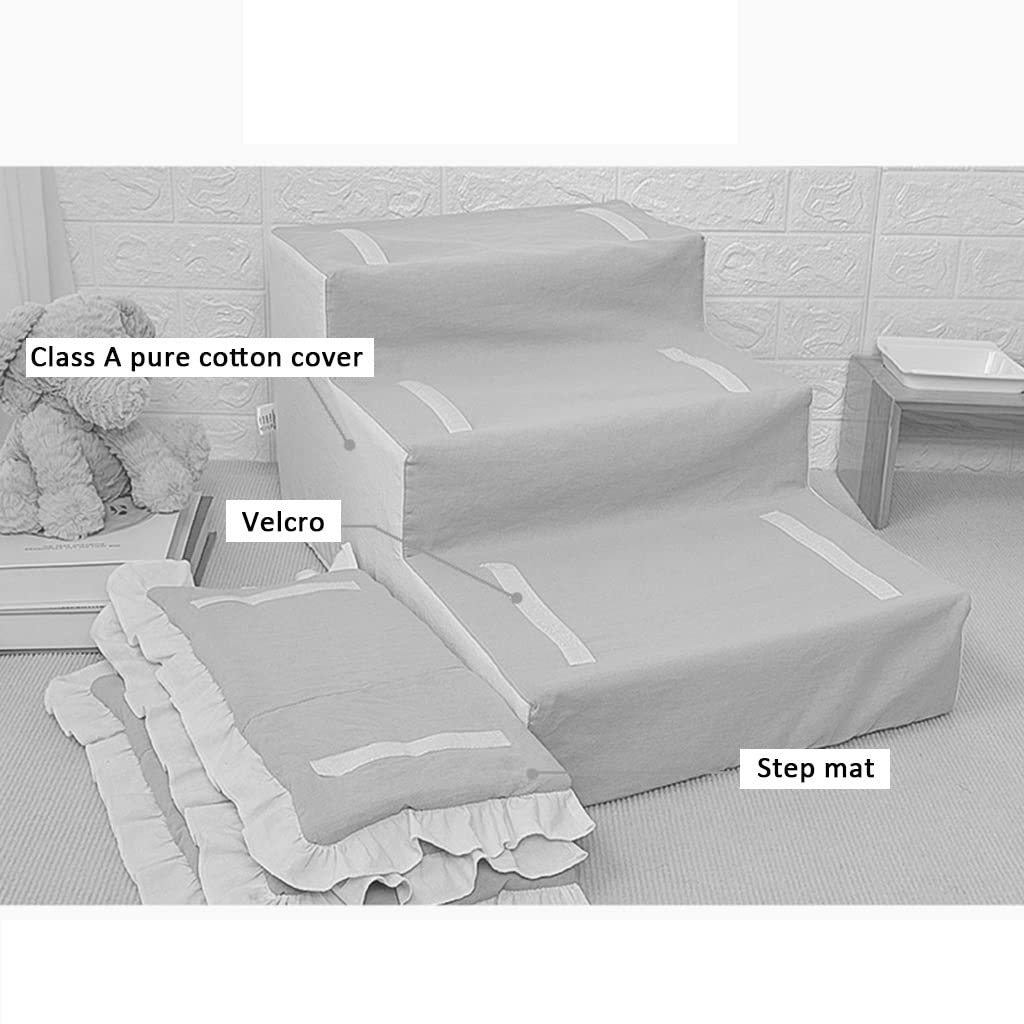 Inicio Escaleras para Mascotas Relleno de Espuma de Alta Densidad, Escaleras para Perros de 3 escalones Escaleras para Gatos con Almohada extraíble, 65 * 40 * 30 cm (Blue 65 * 40 * 30cm)