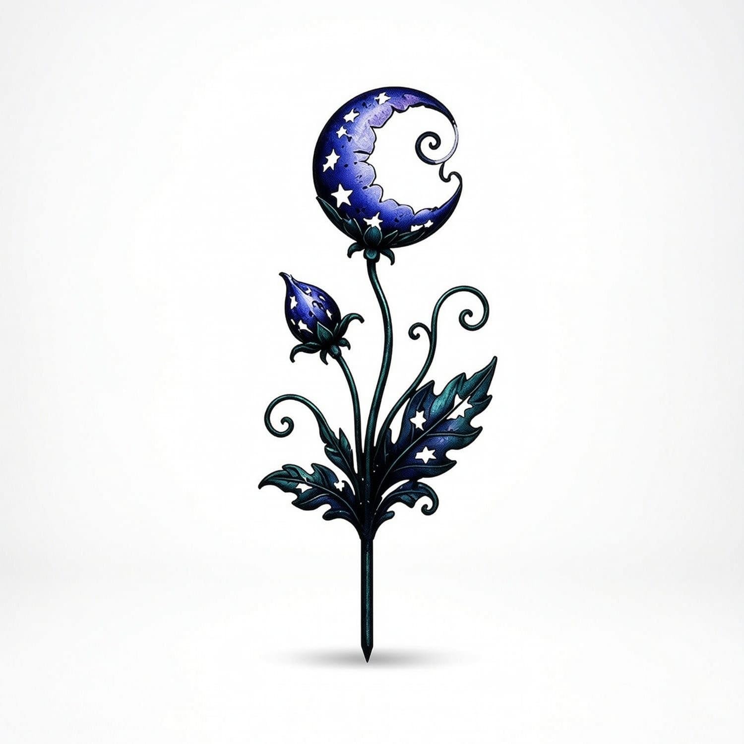 Artistic Moon Flower Stake Whimsical Metal Garden Stake Decorative Outdoor Decor Elegant for Gardeners, Homeowners, Potted Plants, Patios, Balconies, Moon Flower-image-6