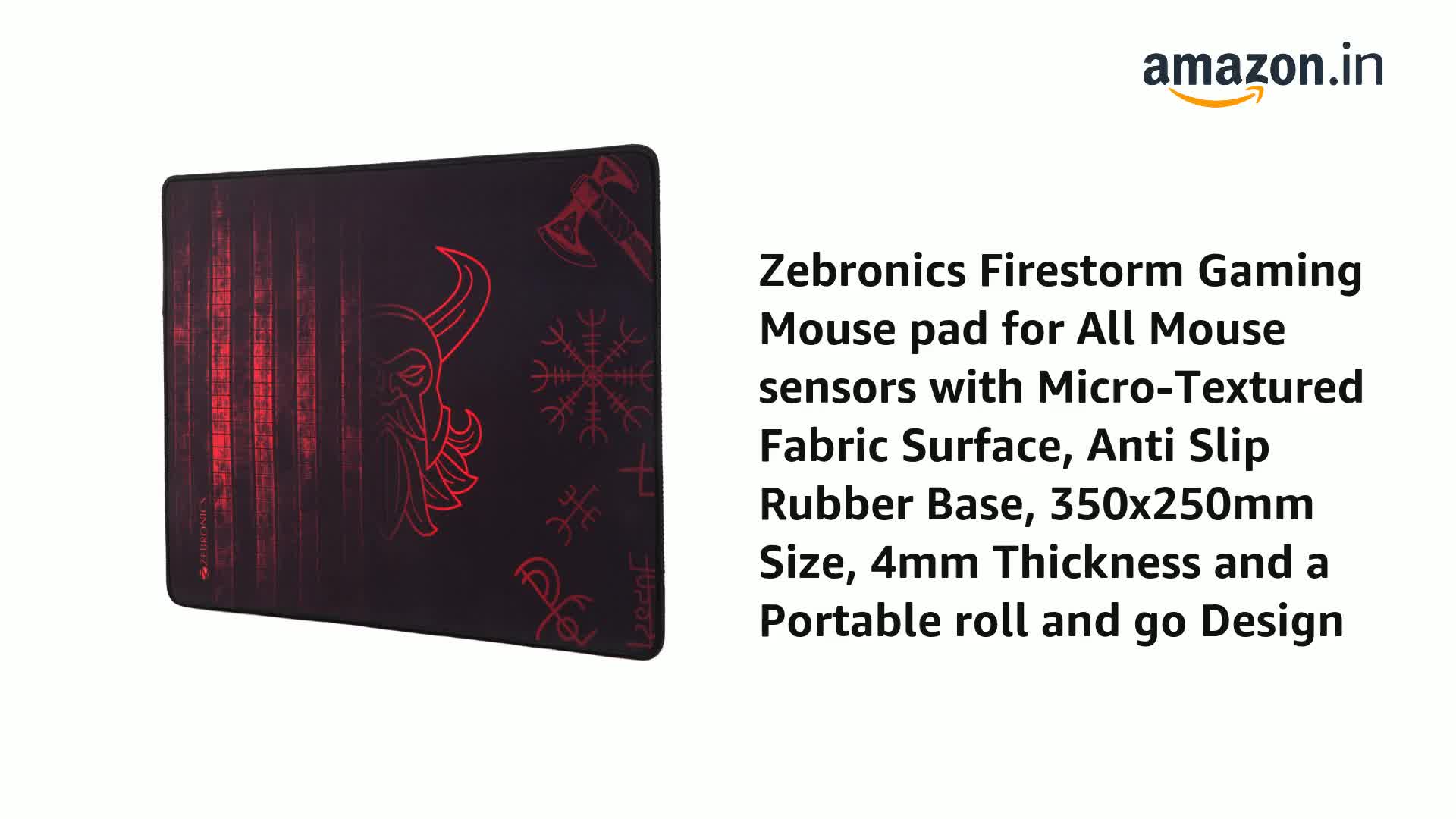 ZEBRONICS Firestorm Gaming Mouse pad for All Mouse sensors with