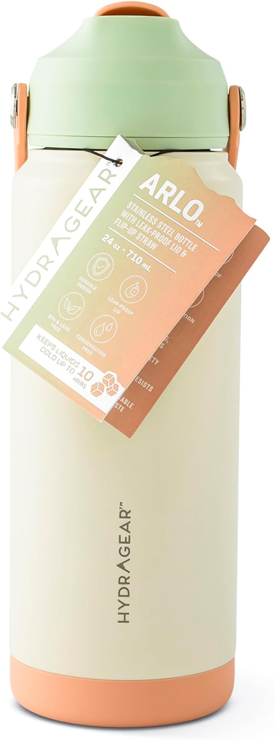 Hydragear ARLO Stainless Steel Water Bottle – 24 oz (710 ml) Insulated with Twist-and-Sip Lid - Snowdrop - Image 5