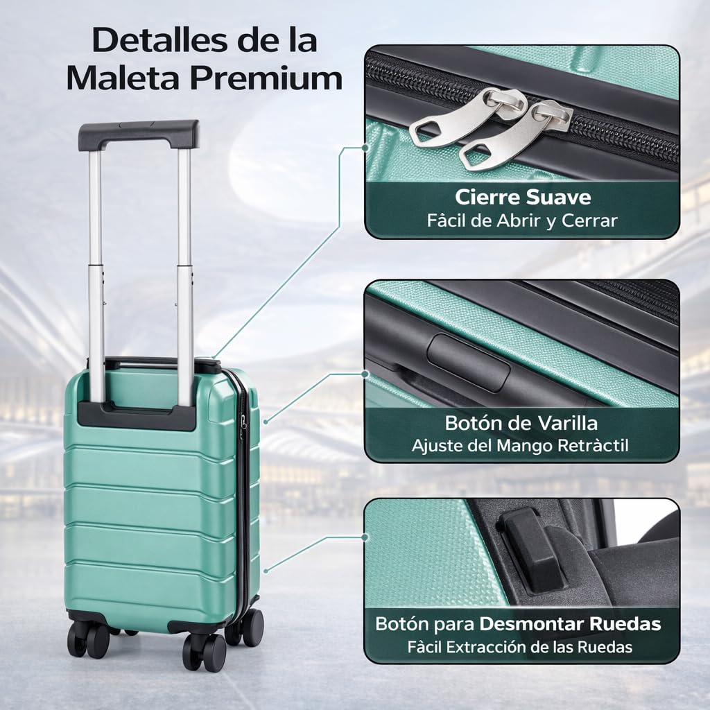 Maleta de Viaje Cabina 40x25x20cm 20L Upfly Underseat 16 XXS con Ruedas Desmontables