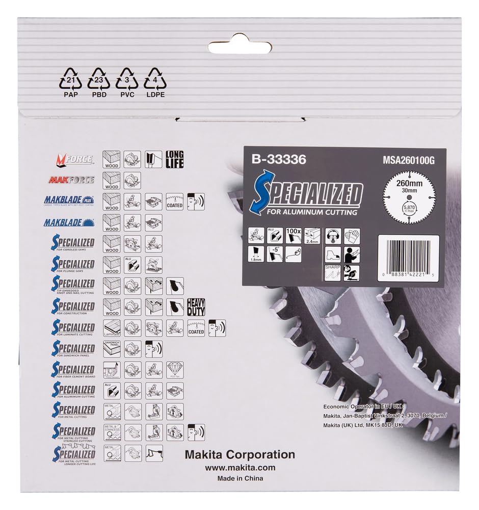 Makita spécialisés saege feuilles 260 x 30 mm, 100Z, 33336
