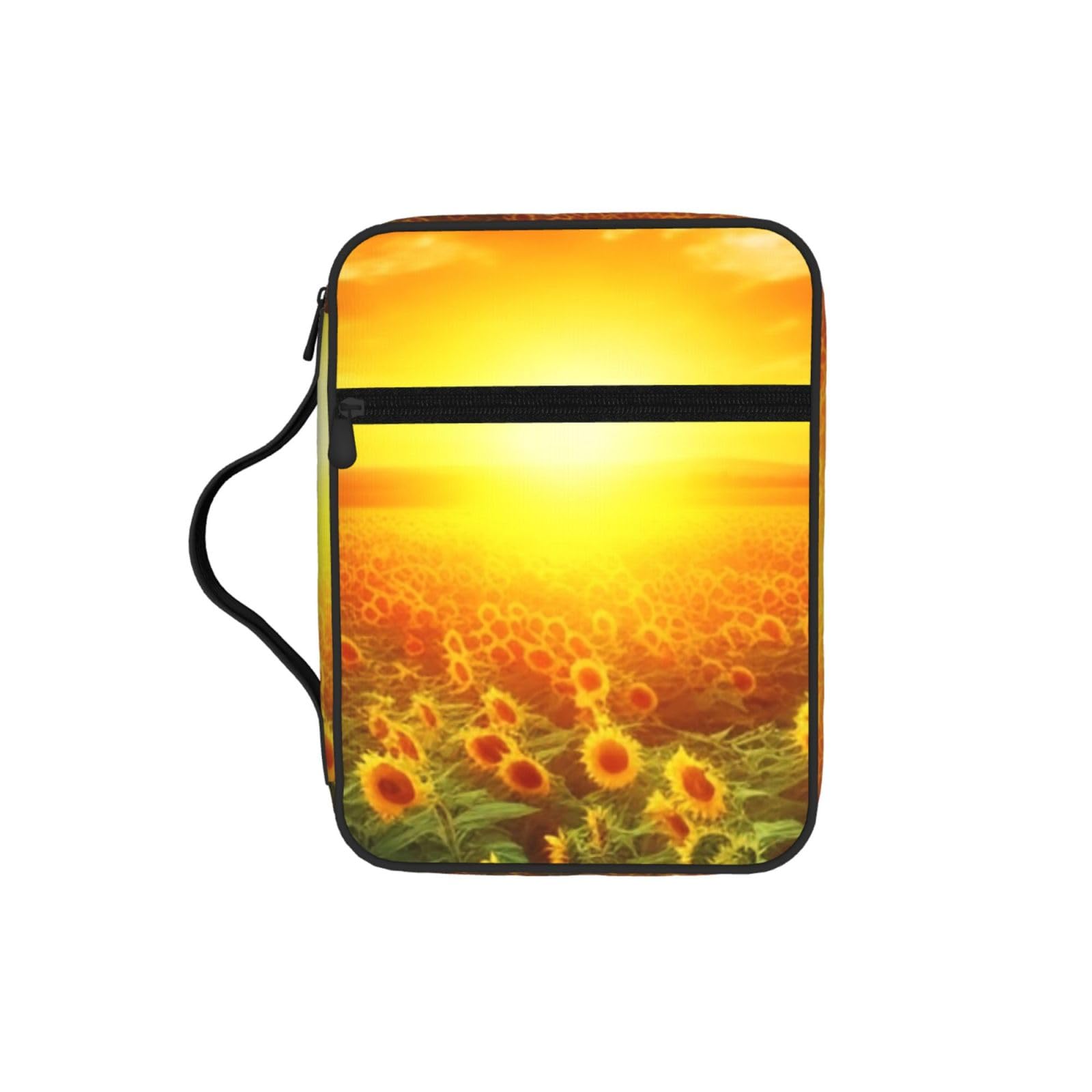 Dreamlike Sunset Of A Sunflower Field Bible Cover Case Waterproof Bible Bag With Handle Organizer Storage Book Cover For Bible Study