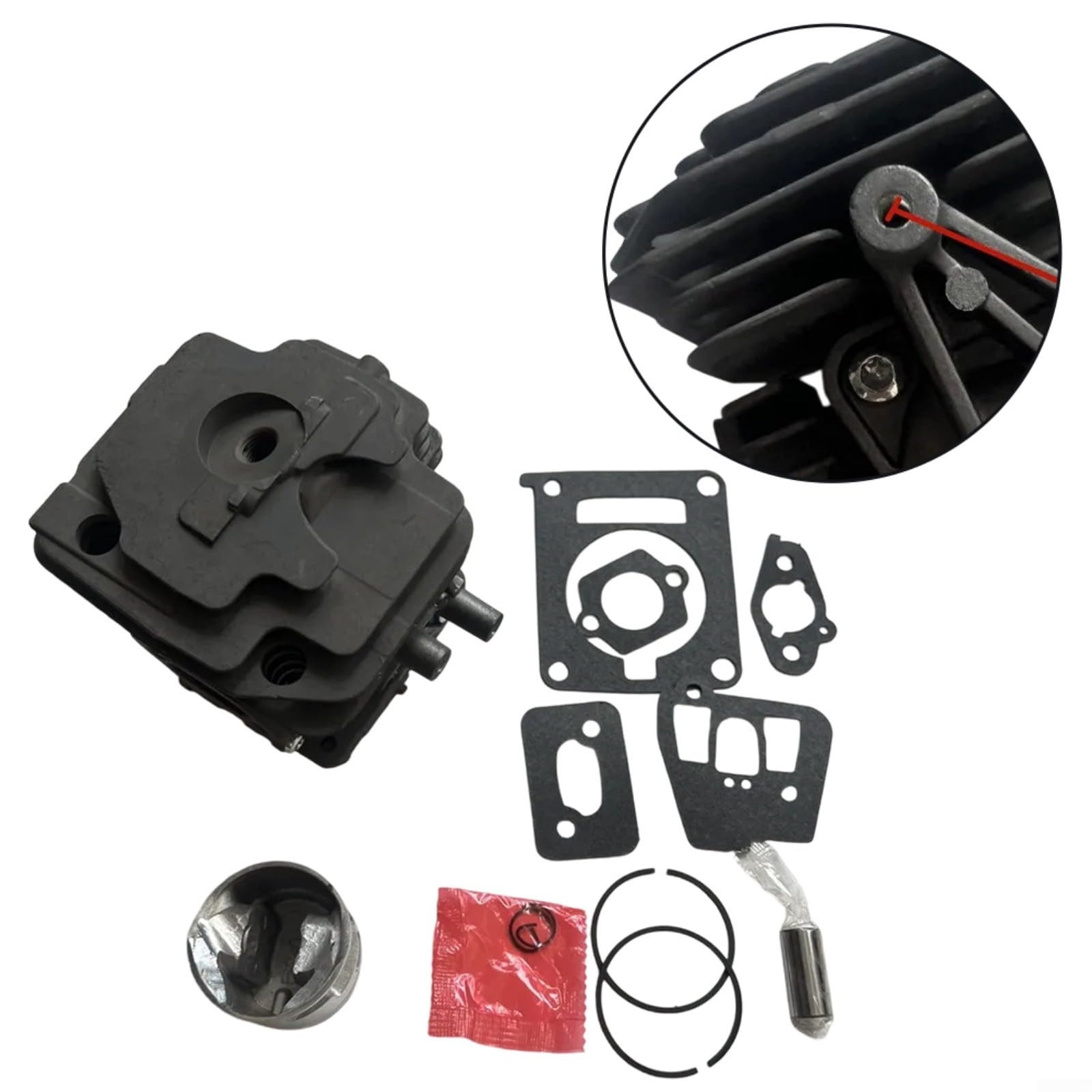 Cilindro da 40 mm con anello del pistone per tosaerba serie FS460, in metallo/plastica, ricambio per modello FS460R, FS460C, FS460RC – Struttura compatta per una manutenzione efficiente in giardino