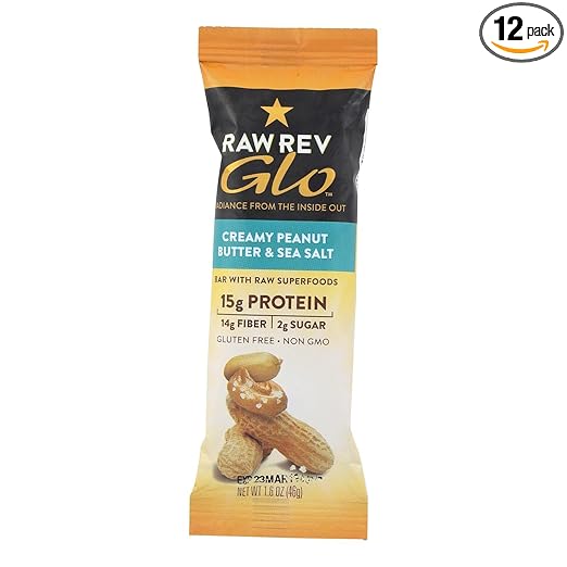 Raw Revolution Glo Bar - Creamy Peanut Butter and Sea Salt - 1.6 oz - Case of 12