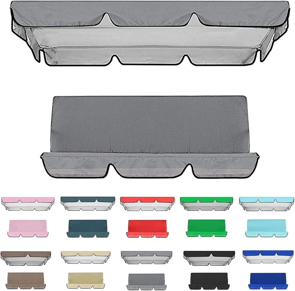 Set di Ricambio per Dondolo da Giardino Tessuto Oxford 210D 3 Posti Impermeabili per tenda a dondolo da esterno,tessuto Oxford 210D,impermeabile,per Dondol(Size:190x132x15cm/75x52x6inch,Color:Grigio)