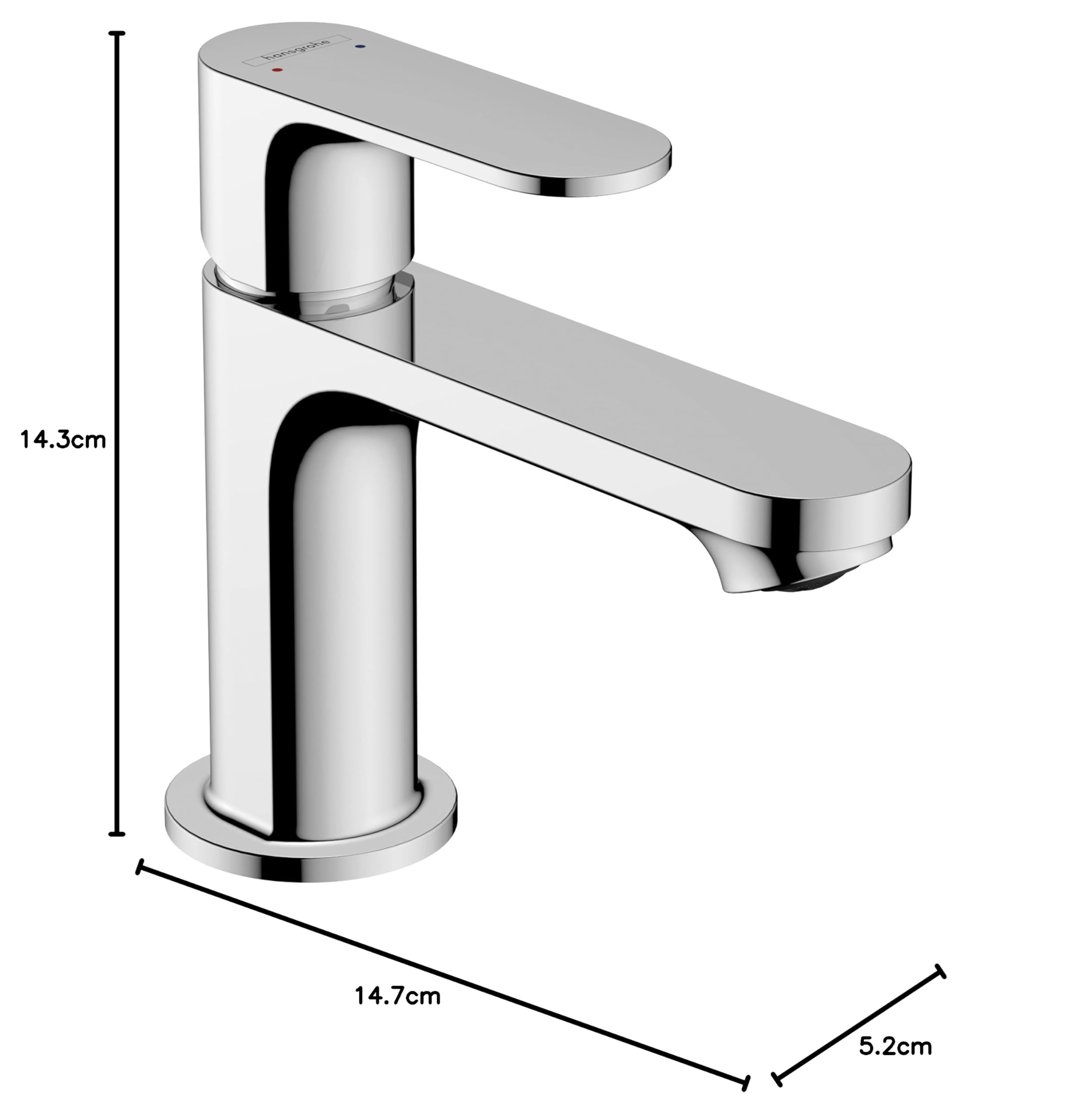 hansgrohe Rebris S miscelatore per lavabo, rubinetto per bagno con altezza bocca 80 mm, con scarico a tirante, miscelatore per bagno a risparmio d'acqua, cromo