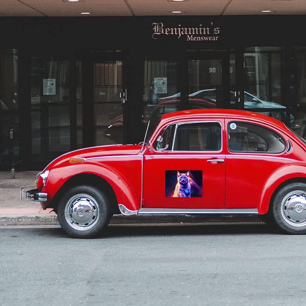 Space Cat Art Car Magnet 2 PCS - Animal Print Car Magnet - Cute Cat Sticker