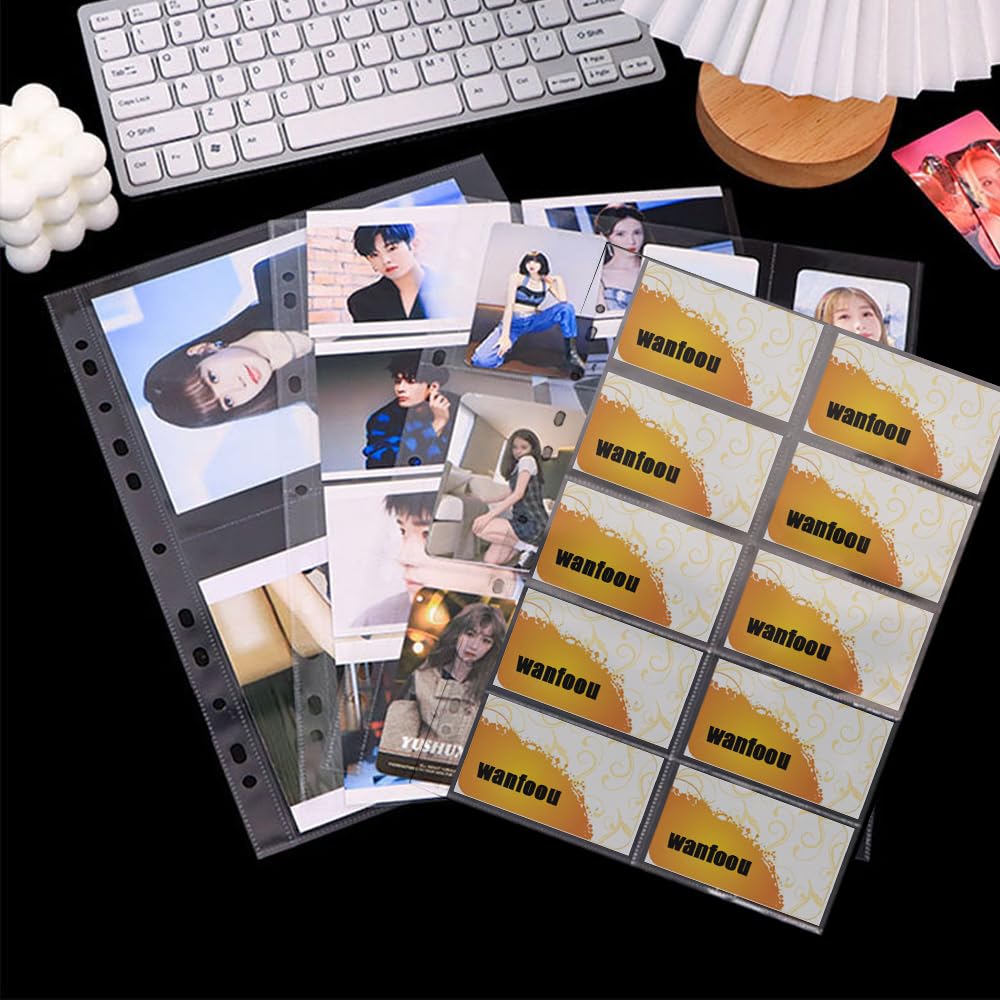 20 páginas para tarjetas de visita transparentes, fundas transparentes para postales A4, bolsillos para tarjetas con 11 perforaciones, con 10 compartimentos, para álbum