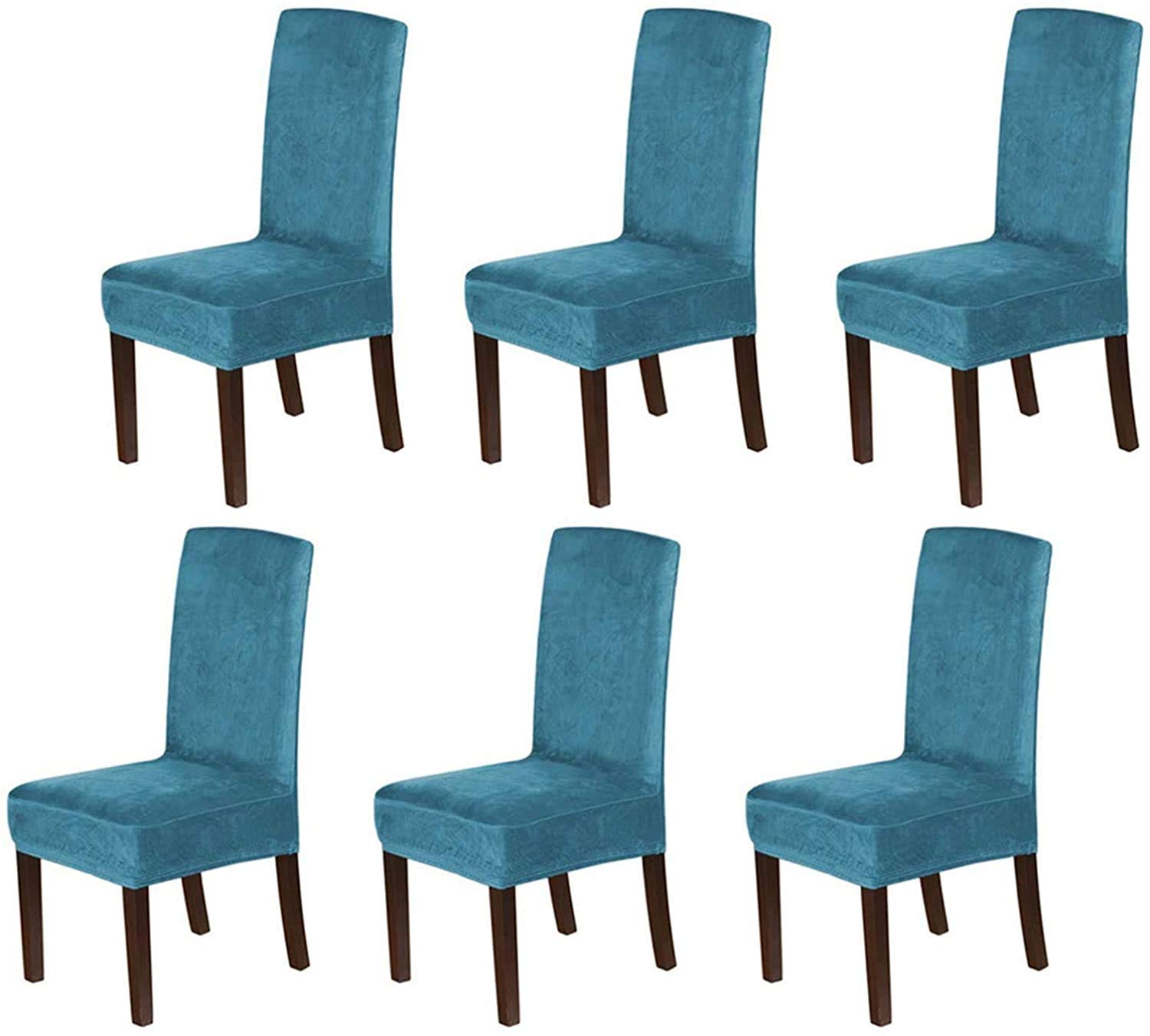 LINGKY Stuhlhussen 6er Set, Stuhlhussen für Esszimmerstühle, Stretch Samt Stuhlschoner Abnehmbarer Waschbarer, Stuhlbezug Universal für Esszimmer, Hotel, Bankett, Partys Deko