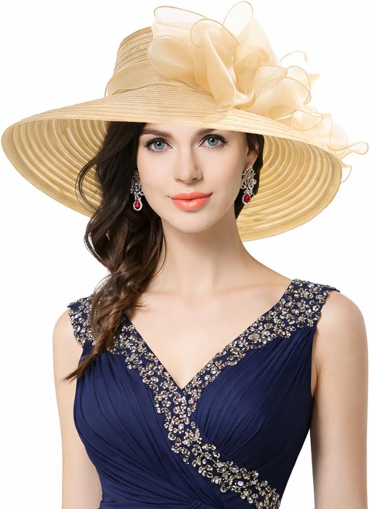 VECRY Lady Derby Dress Church Cloche Hat Bow Bucket Wedding Bowler Hats