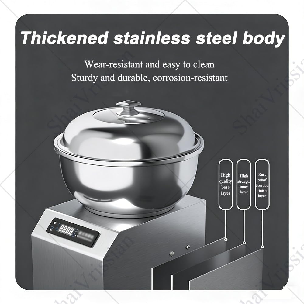 2200w Impastatrice a Spirale Commerciale,5kg/8kg,Doppia Rotazione,Ciotola in Acciaio Inox,30 Minuti Timer,per Panetteria Ristorante Pizzeria Impasto Pane 8kg