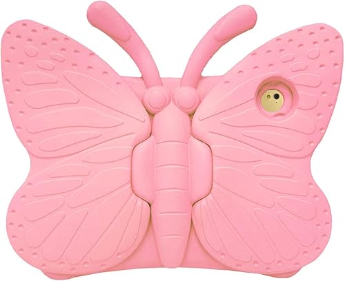Miniatura 5 de Feitenn Funda para iPad para niños, diseño de mariposa de dibujos animados 3D, no tóxico, EVA, peso ligero, a prueba de golpes, con soporte para