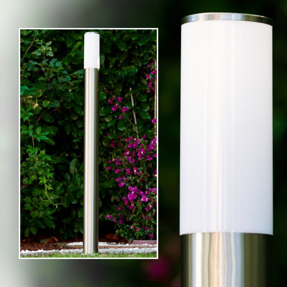 Lampada da esterno Caserta, lampada moderna con base in acciaio inox e dischi in plastica, luce di percorso 110 cm, lampada da giardino, E27, illuminazione da giardino IP44, senza lampadina/e
