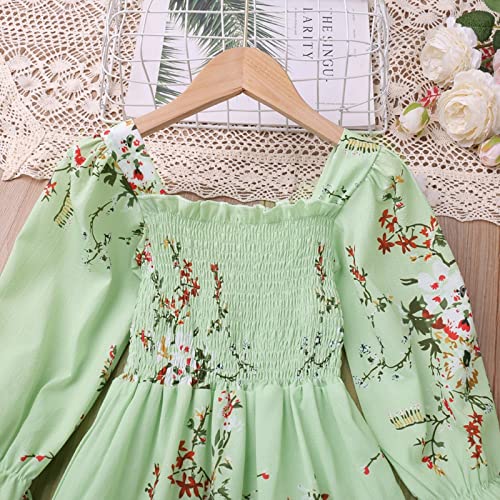 Little Girls Floral Maxi Dress Boho Long Sleeve Pleated Casual A-line Swing Dresses Vintage Midi Dresses4