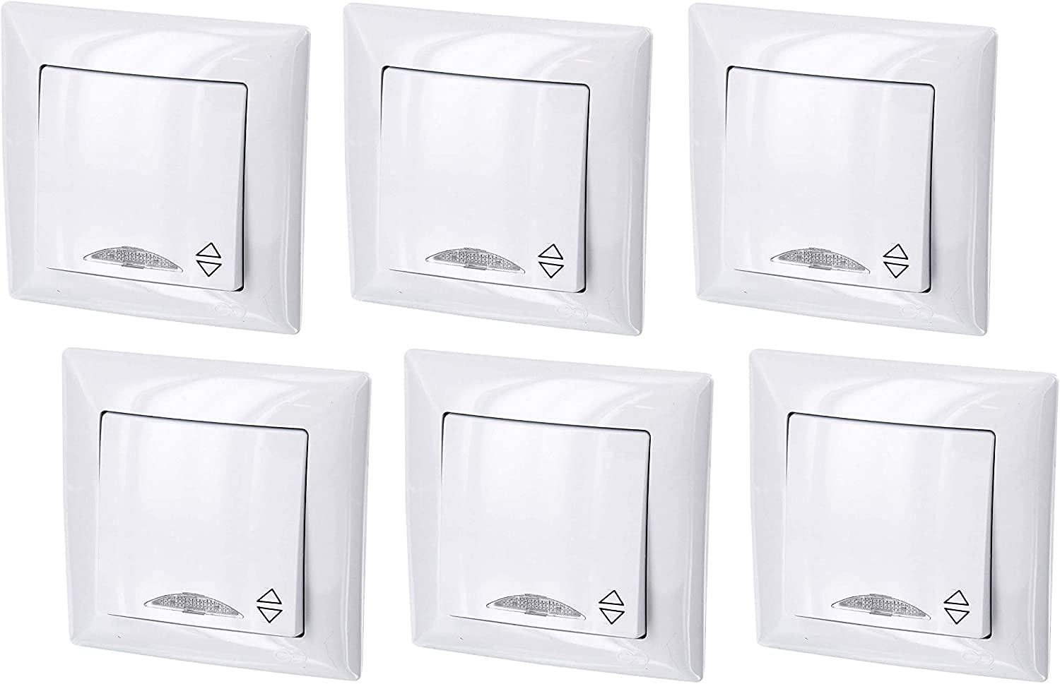 6er Pack, Unterputz Wechselschalter, LED, All-in-One, Serie G1 reinweiß
