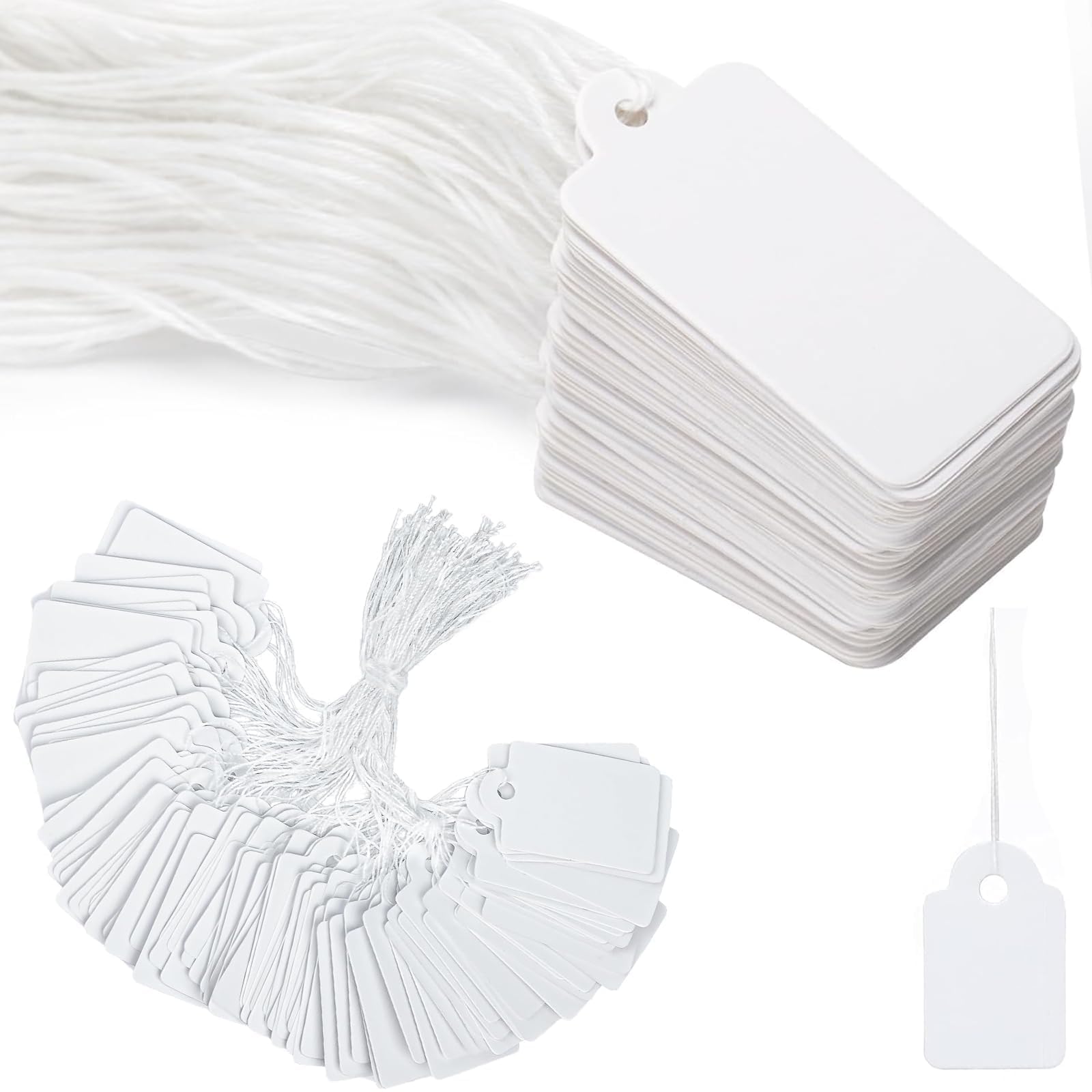 500 Pcs White Price Tags with String, Luggage Tags