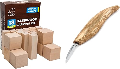 Miniatura 1 de BeaverCraft BW18 pcs Tilo Tallado Bloques C8 Madera Tallar Detalle Cuchillo