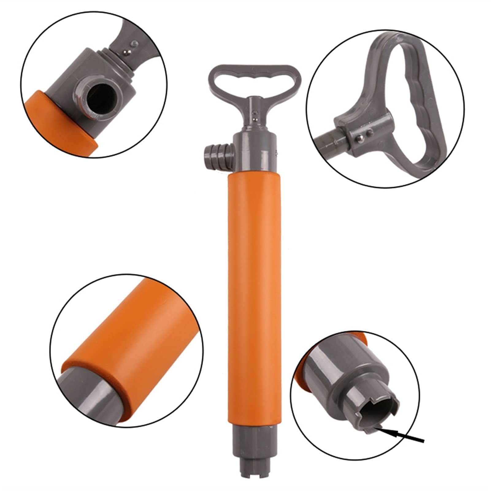 Elektrische Luftpumpe, 46 cm, Kajak-Handpumpe, Kanu, schwimmende Kunststoff-Hand-Lenzpumpe für Notüberleben, Rettung, Wassersport, Bootszubehör für Schlauchboote und Paddelbretter (Farbe: Orange)