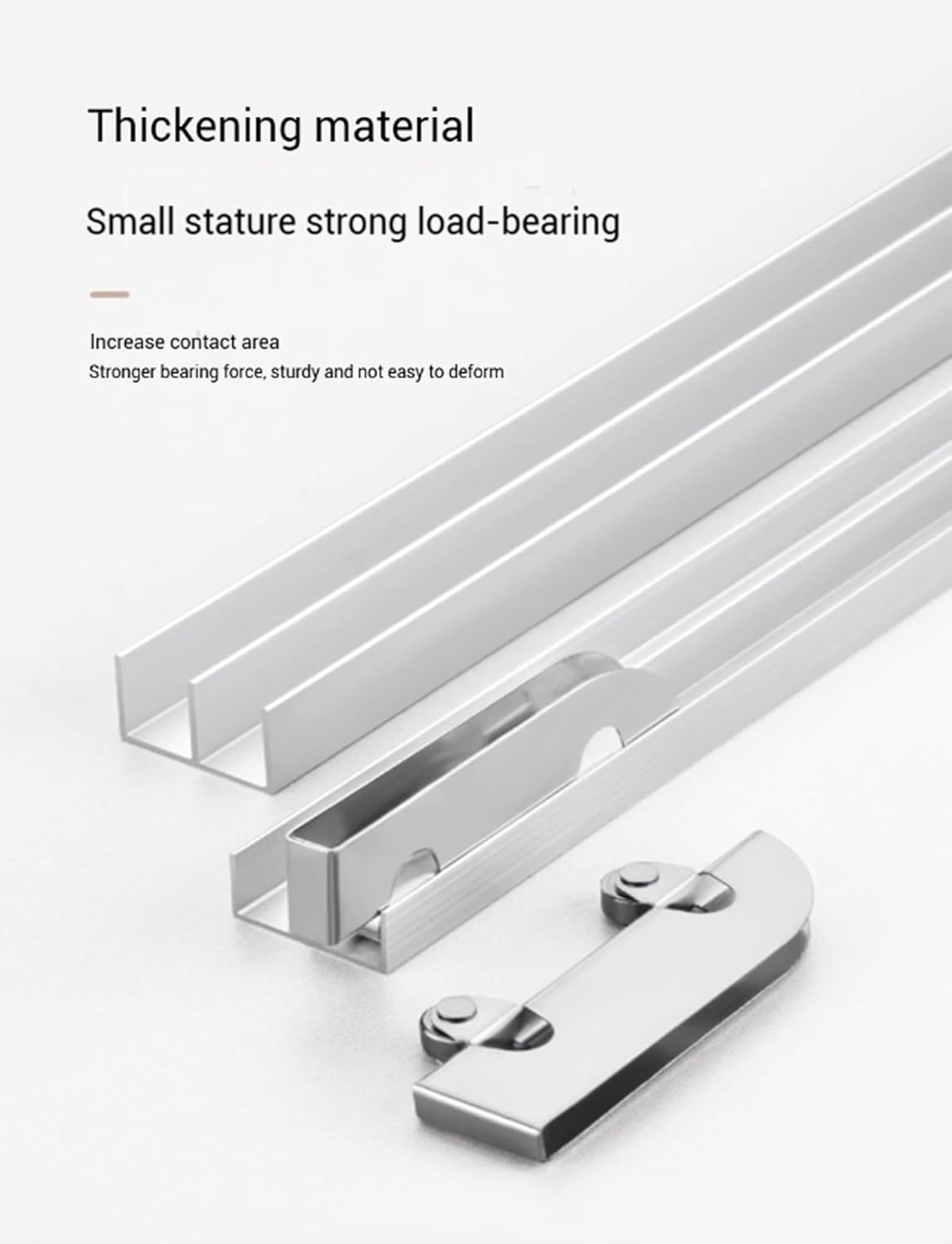 1pc Metal Sliding Door Track Set for 6mm Thick Panels - 80cm Seamless Sliding System for Cabinets and Windows(120cm)
