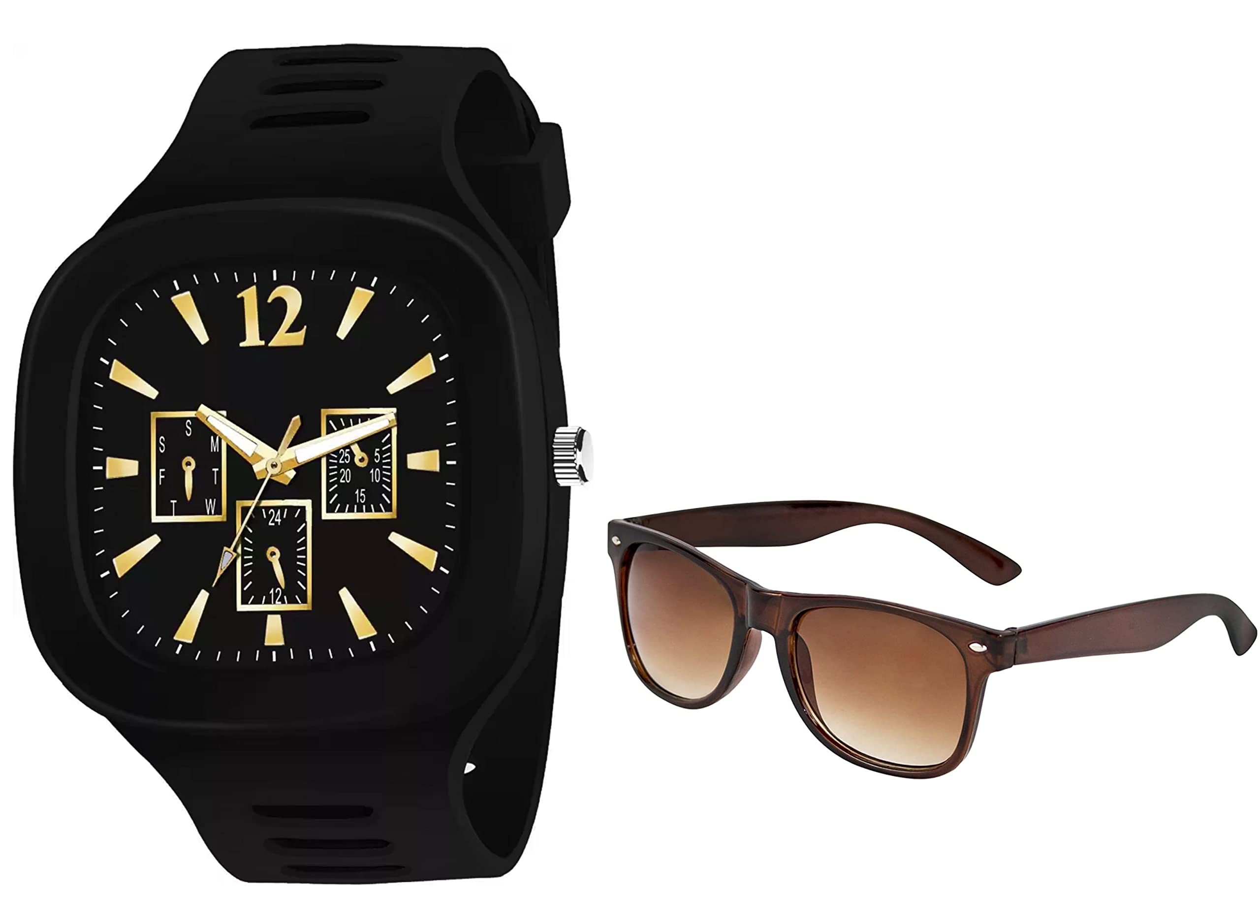 LORENZ Addi Stylish Designer Analog Watch & Brown Matte Sunglasses Combo for Men & Boys | CM-401SN-13 (B0BGQ57MW1) Amazon Price History, Amazon Price Tracker