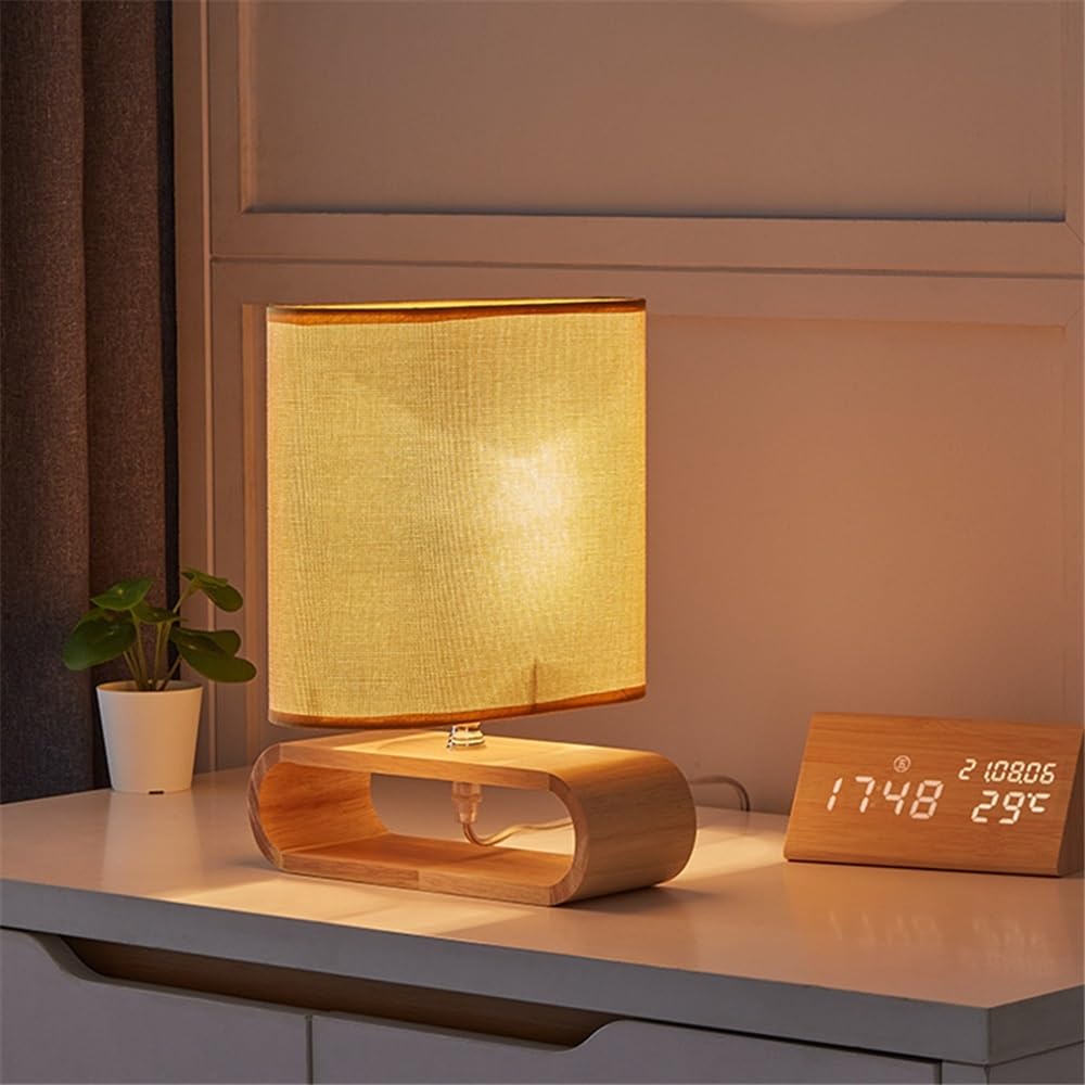 Affascinante Lampada da tavolo in legno for camera letto, studio, soggiorno, comodino Arredamento per la casa