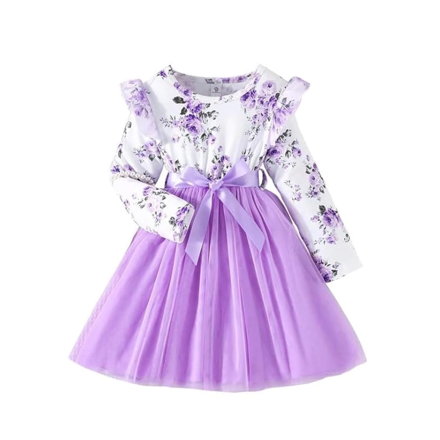 Niren Enterprise 1019 Long Sleeve Printed Flower Belted Square Neck Baby Girl Frock with Knee-Length and A-Line Style Niren Enterprise 1019 Long Sleeve Printed Flower Belted Square Neck Baby Girl Frock with Knee-Length and A-Line Style