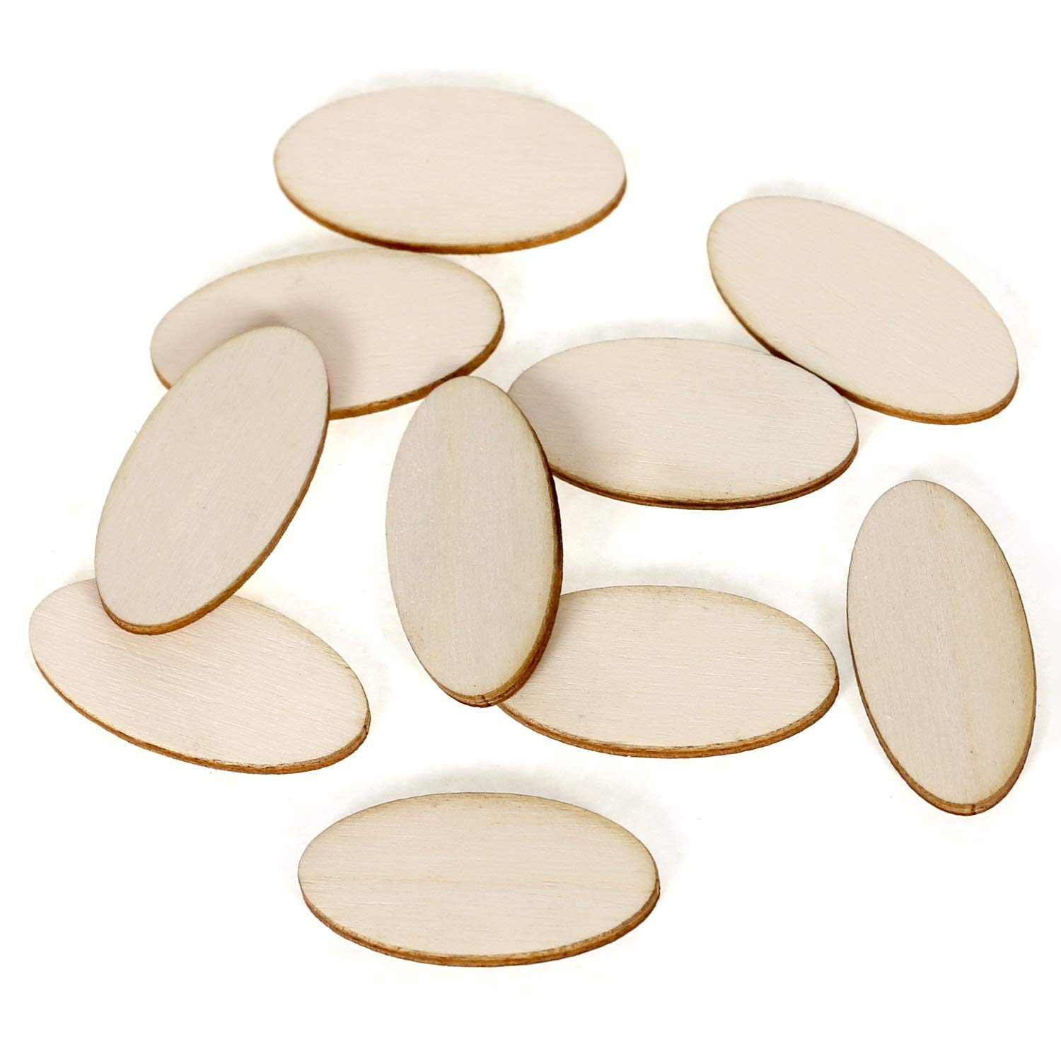 Discos de madera ovalados, V1, placas de madera para manualidades, 2 x 1 cm, 60 x 30 cm, decoración de mesa, paquete con: 25 unidades, altura x ancho: 57 x 28,5 cm